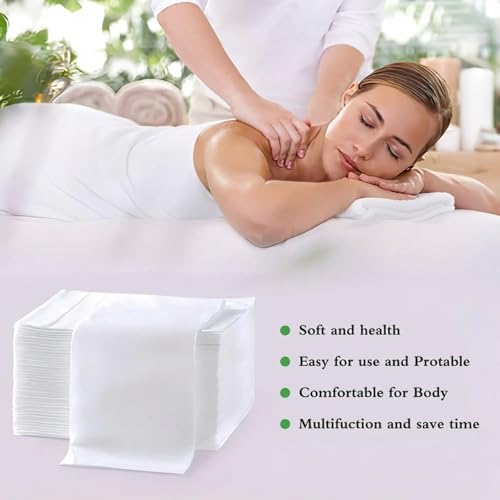 100PCS Disposable Massage Table Sheets, 31.5" x 71" White Non-Woven Bed Sheets, Fluorescent Agent Free, Soft & Tear-Resistant, for Beauty Salon, Spa, Tattoo, Facial, Hospital Exam, Travel