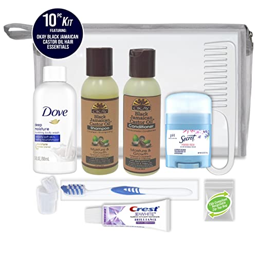 Convenience Kits International Women¡¯s Deluxe 10 PC Kit Featuring: OKAY Black Jamaican Castor Oil Hair, Body, Oral Care, Travel-Size Travel Essentials