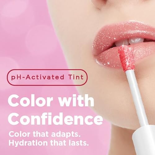 Shimmer Lip Gloss pH Activated, Glitter Lip Gloss for Women, Glossy, Shiny, Sparkly LipGloss, High-Shine Glittery Lipstick, Glimmer Sparkle Lipgloss, Made in USA (Rosy Quartz)
