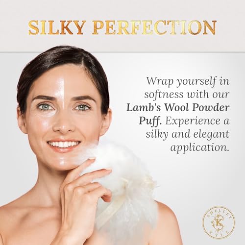 Shelley Kyle Classic Powder Puff, Handmade, Lambs Wool Dusting Powder Puff, 1 Count