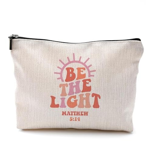 Christian Gifts for Women,Bible Verse Makeup Bag,Be The Light Cosmetic Bags With Zipper,Makeup Bag Gifts for Christian Women