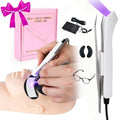 Uv Lash Lamp with Foot Pedal Portable Eyelash Extension Lamp Uv Eyelash Extension Curing Light for Nails Art US Plug Comes with Tweezers Stickers and Goggles(White)
