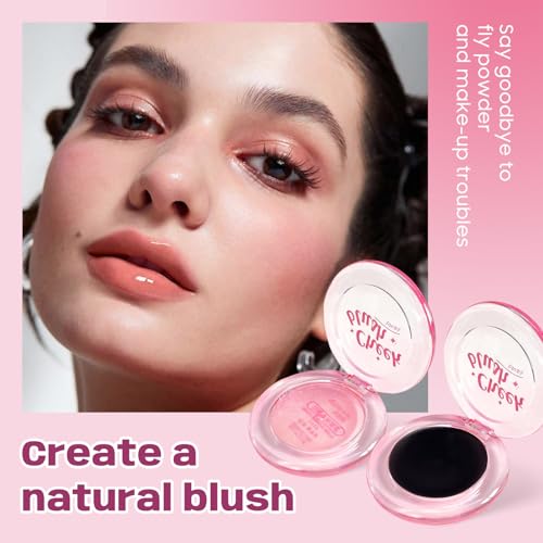 2 Pcs Gradient Blush for Cheeks - cream blush, Luxuriously Creamy & Blendable Color,Long-Lasting & Buildable Cheek Makeup in Crystal Clear Case for Natural Flush