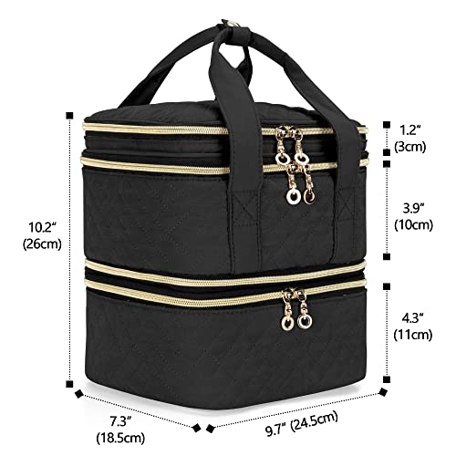 Yarwo 3 Layers Nail Polish Organizer Holds 48 Bottles (15ml/0.5 fl.oz), Detachable Nail Polish Case with Adjustable Dividers, Travel Case for Manicure Set, Black (Bag Only, Patent Pending)