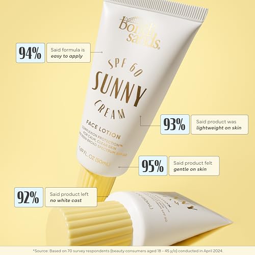 Bondi Sands Sunny Cream SPF 60 Face Lotion, Hydrating + Nourishing Broad Spectrum Daily Sunscreen, Dermatologist-Approved, Oil-Free, 1.69 Fl Oz