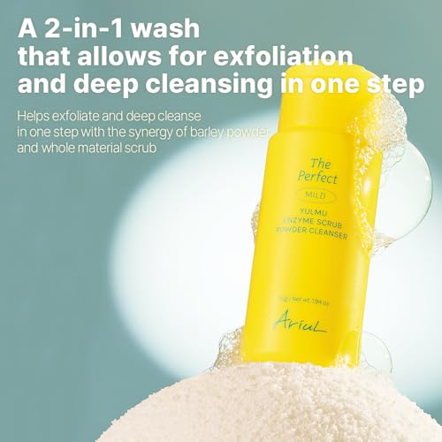 Ariul The Perfect Yulmu Enzyme Scrub Powder Cleanser ? Gentle Exfoliation with Job¡¯s Tears & Enzymes, Pore Cleansing, Non-Irritating & & Vegan Formula, Korean Skin Care, 55g / 1.94 oz