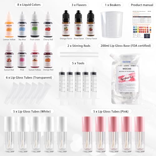 MOCIKE DIY Lip Gloss Making kit for Adult Gifts - 37 PCS DIY Lip Gloss kit Make Your Own Lip Gloss