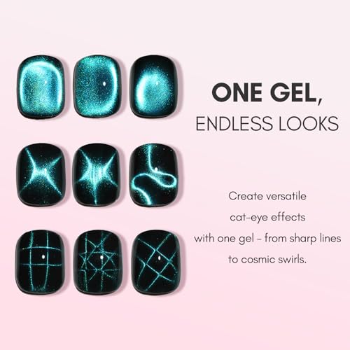 vettsy Magnetic Gel Nail Polish Set with Magnet, 6 Colors Cat Eyes Gel Polish Kit with Cat Eyes Effect for DIY Nail Art Manicure at Home (Galaxy Shine)