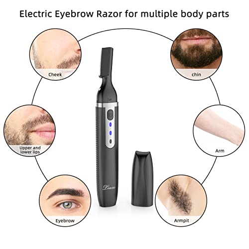 Facial Hair Remover and Eyebrow Trimmer, Rechargeable Hair Removal Women's Electric Shaver Razor for Peach Fuzz Chin Cheek Upper Lip£¨Black£©