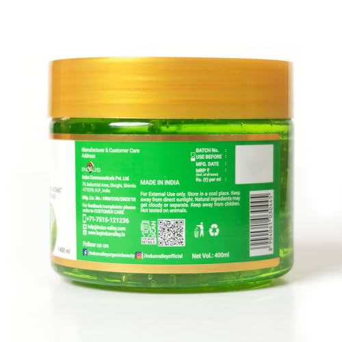 INDUS VALLEY Bio Organic Pure Multipurpose Aloe Vera Gel With Green Tea Extract For Face, Body & Hair-400ml
