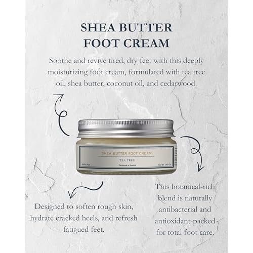 | Deep Moisturizing Foot Cream ? With Tea Tree, Shea Butter & Coconut Oil | Softens, Hydrates & Refreshes | Nourishing Botanical Formula for Daily Foot Care | 1.4 Oz