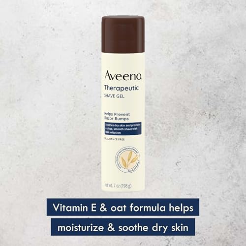 Aveeno Therapeutic Shave Gel with Oat and Vitamin E to Help Prevent Razor Bumps, Soothes Dry Skin and Provides a Close, Smooth Shave with Less Irritation, Fragrance-Free, 7 oz (Pack of 2)