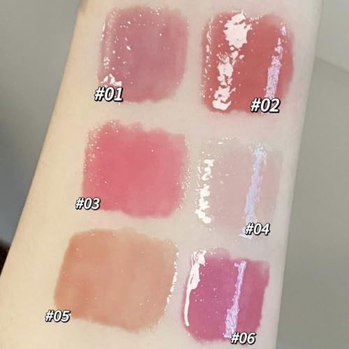 Jelly Lipstick,3 Colors Tinted Lip Stain Heart Mirror Lip Gloss,Hydrating Jelly Lipstick Long Lasting Moisturizing Tinted Lip Glaze,Non-sticky,Vivid Color Glossy Lip Makeup (A, Large)