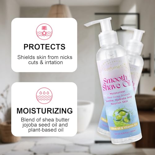 Shave Oil for Women 6.76 fl oz | Pre-Shave & Shaving Oil Treatment | Soothe, Hydrate, Nourish Skin, Womens Shaving Cream with Olive Oil & Vitamin B3, For All Skin Types