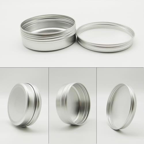 20pack 60ml Aluminum Tin Jars, 100ml Empty Travel Cosmetic Sample Container, 2oz Metal Tins 5 gram Cans 30ml Storage Travel Jars for DIY Lip Balms, Face Cream, Candle, Tea, Paint (mixed size)