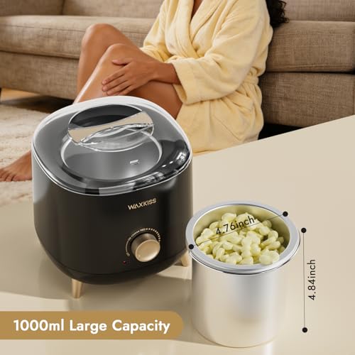 Professional Wax Warmer for Hair Removal ? 1000 ml Wax Heater with Adjustable Temperature Control, Ideal for Salon & At-Home Use (Black)