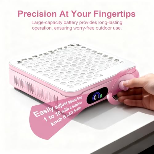 Nail Dust Collector with 10 Speed Settings, Powerful Suction Nail Vacuum, Nail Fan Dust Collector for Beginner, Dust Collector Nail Tech for Acrylic Nail Polishing Manicure Salon Home (Pink)