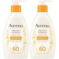 Aveeno Protect + Hydrate Sunscreen Moisturizing Lotion with Prebiotic Oat,Broad Spectrum SPF60,Paraben,& Oil Free,Weightless,Water & Sweat Resistant (80-min) for Sensitive Skin,12 Fl Oz,(Pack of 2)