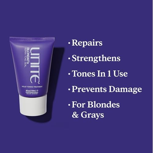 UNITE Hair ? BLONDA Fix ? Ultra-Violet Repair Treatment to Tone, Strengthen & Brighten Blonde, Gray & Highlighted Hair ? Reduces Brass & Damage ? 4 Fl Oz