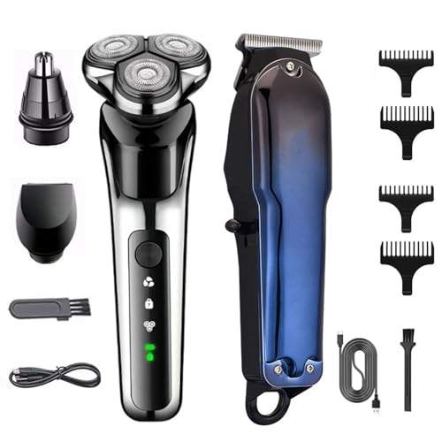 Electric Shaver for Men Electric Razor and Hair Clipper Trimmer for Men Rechargeable Shavers with Nose Trimmer Sideburns.