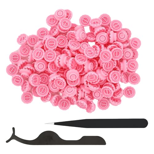 400 PCS Glue Rings for Eyelash Extensions, Pink Lash Rings with 2 PCS Eyelash Tweezers, Lash Holder, Easy Fanning Glue Cups for Volume Lashes