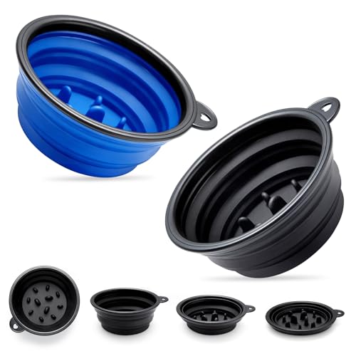 2-Pack Foldable Shaving Soap Bowl, Portable, Easy-to-Carry Shaving Soap Cup for Wet Shave, Travel Shaving Lather Bowl/Shaving Mug Compatible with Shave Cream & Soap for Men (Black& Blue)