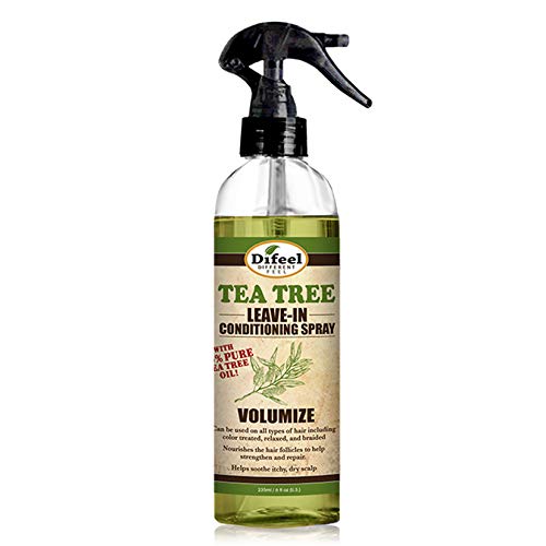 Difeel Volumize Leave in Conditioning Treatment - 100% Pure Tea Tree Oil 6 oz. with Spray Cap & Dispensing Cap