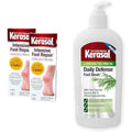 Kerasal Intensive Foot Repair Skin Healing Ointment for Cracked Heels and Dry Feet 1 oz, 2 Count & Daily Defense Foot Wash Daily Cleanser for Feet, 12 Ounce