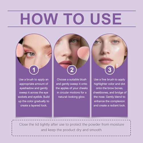 Eye & Cheek Palette - Eyeshadow and Highlighter Makeup, Eye Shadow Palettes Multifunctional Makeup Palettes Contour Kit,Shimmer Glow Face Highlighter Palette for Women Face,Natural Glow Contour Powder