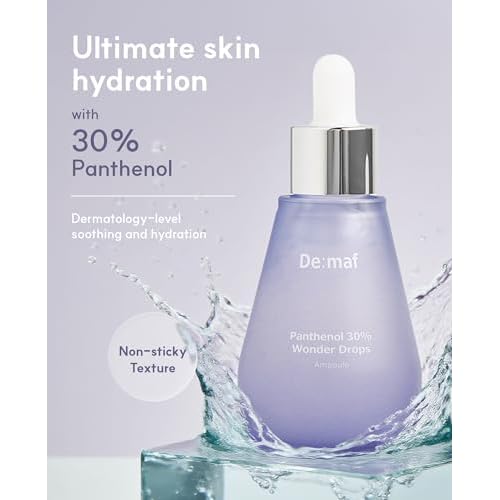 De:maf Panthenol 30% Wonder Drops Ampoule, Panthenol 30% and Evening Primrose Extract for Instant Calming, Suitable for All Sensitive Skin, Korean Skincare