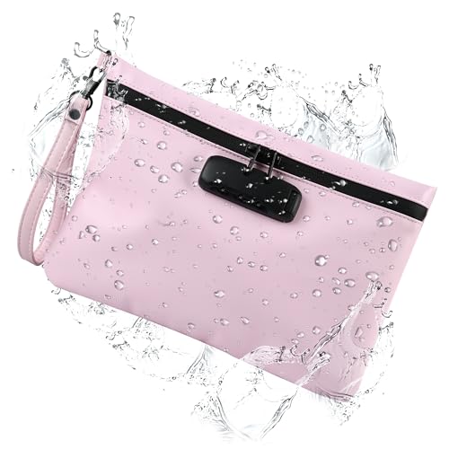 PU Travel Smell Proof Pouch - Waterproof with Combination Lock, 8 Accessories and Gift Box£¬Pink