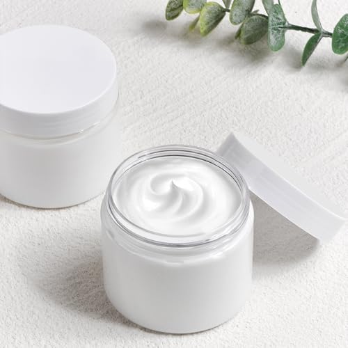 TUZAZO 48 Pack 6 Oz Plastic Jars with White Lids, 6oz Small Plastic Containers with Lids for Cosmetic Makeup Beauty Products, Slime, Sample, Travel, BPA Free | Wide Mouth | Refillable
