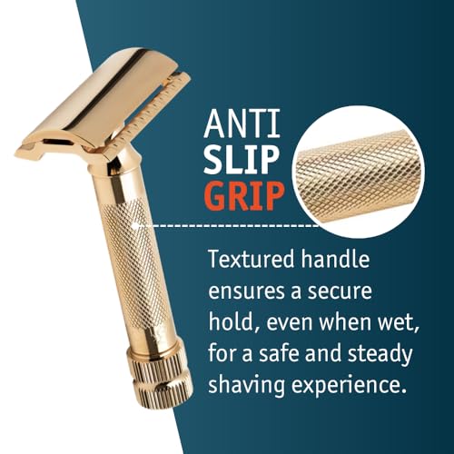 Merkur Classic 2-Piece Double Edge Safety Razor Gold Plated, 1 Count