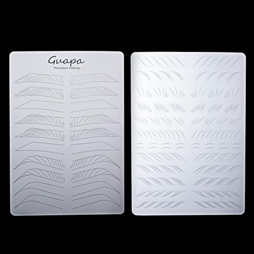 3pcs Double Sided Male Brow Practice Skin Pre-printed Strokes with Basic Hairstroke Foundation White Silicone Tattoo Practice Skin (Male Brow Pattern)