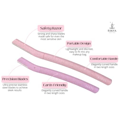 Sakya Biodegradable Women's Dermaplaning Tool - Dermaplane Facial Sensitive Skin Hair Removal Face Razor, Twinkle Blade for Eyebrows & Peach Fuzz - Sonic