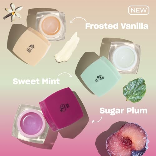 BABE ORIGINAL Lip Mask Minis Trio, Set of 3, Overnight Lip Mask for Dry Lips | Frosted Vanilla, Sweet Mint & Sugar Plum Scented | Vitamin E, Roship Oil & Hyaluronic Acid for Smoother, Moisturized Lips