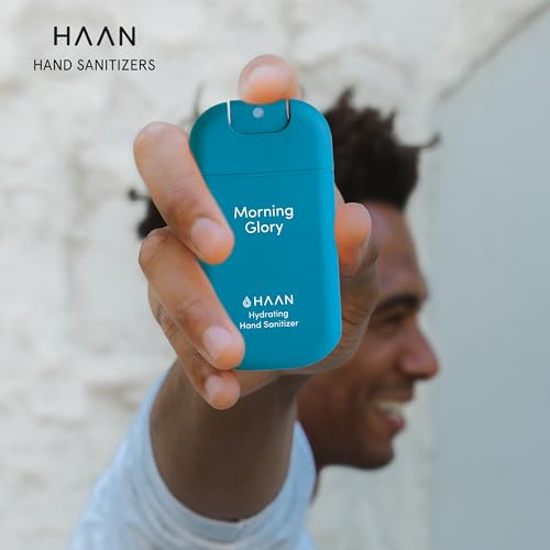 HAAN Hydrating Hand Cleansing Spray with Lanyard - Hydrating Cleansers - Moisturizes and Refreshes - Travel Size - Morning Glory - 2 pc