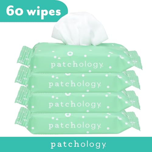 Patchology Clean AF Facial Cleansing Wipes - On-The-Go Refreshing Travel Size Face Wipes for Removing Dirt and Oil - Makeup Remover for Sensitive and Oily Skin (4 Packs/60 Count)