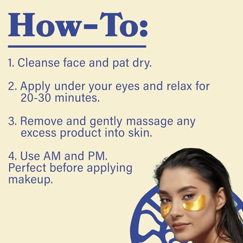 LE GUSHE Gold Under Eye Patches for Puffy Eyes and Dark Circles (20 Pairs) - Hydrating Collagen Under Eye Masks with Snail Mucin - Soothing Puffy Eyes Treatment for Women & Men - Bridesmaid Gifts