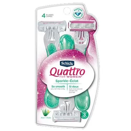 Schick Quattro For Women Disposable Sparkle, 3 ea
