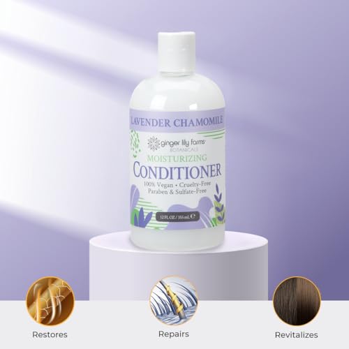 Ginger Lily Farms Botanicals Moisturizing Conditioner for Dry Hair, 100% Vegan & Cruelty-Free, Lavender Chamomile Scent, 12 Fl Oz (Pack of 6)