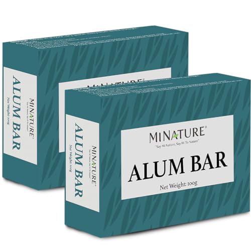 Mi Nature Pure Alum Bar 2 pack (100g*2) |Natural Phitkari Block |Potassium Alum Stone |Shaving Bar |Skin Astringent |Water Clarifier |Odor Control