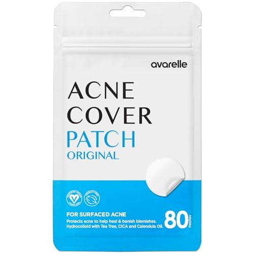 AVARELLE Pimple Patches for Face | Hydrocolloid Acne Patches for Covering Blemishes | Zit Patches with Tea Tree, Calendula, & Cica | HSA Store Eligible Items (10-14 mm, 80 Count)