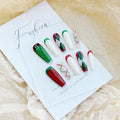 Nails Handmade Press on Nails Long Coffin | Handmade Nails with Christmas Theme | Reusable fake Nails with Unique Designs | False Nails 10 Pcs (Christmas Theme, M)