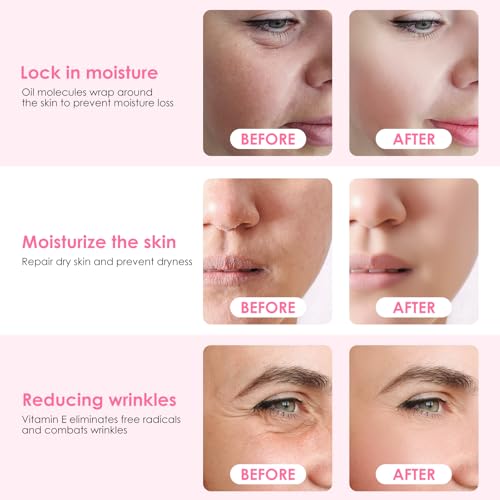 AUSLKA Facial Rose Oil Moisturizing without Greasiness, Natural Rose Essential Oil with Petal Fragrance for Face Body Hand Contains Vitamin E Anti Ageing & Anti Wrinkle for Skin Care, 1 FL.OZ (30ml)