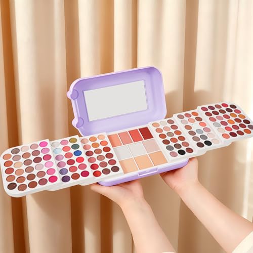 Professional Makeup Kit for Women,140 Colors Cosmetic Make up Palette Set Kit Combination,Include Eyeshadow,Blush,Highlighter, Pressed Powder,Makeup Gift Set for Women Girls &Teens (Purple Y)