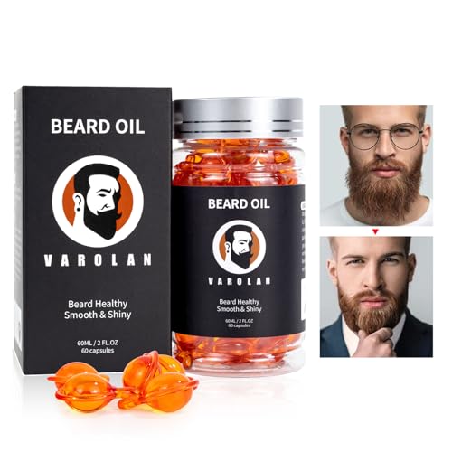 Mens Beard Oil Capsules,Natural Beard Oil for Men,Naturally Ingredients with Argan Oil,Grapeseed Oil,Jojoba Oil and Vitamin E for Softening and Moisturizing Beard (Cedarwood)