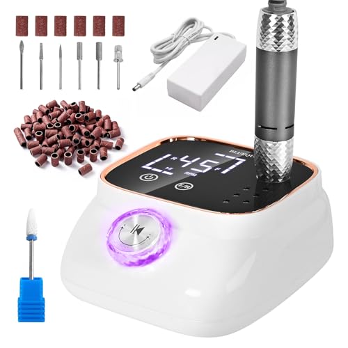 Premium Professional Electric Nail Drill & File Kit ? 45,000 RPM High-Speed Handpiece with LCD Display, 7 Versatile Bits, Low Noise & Heat, Perfect for Salon & Home Use(White)