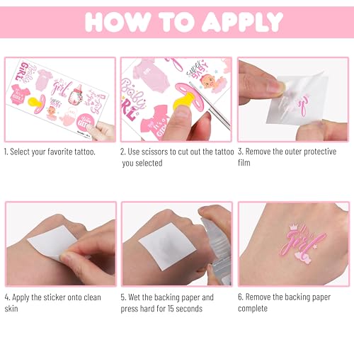 100 PCS Gender Reveal Temporary Tattoos Themed Birthday Party Decorations Favors Supplies Decor Baby Boy Or Girl Pink And Blue Tattoo Stickers Gifts For Game Kids Boys Girls Classroom School Prizes