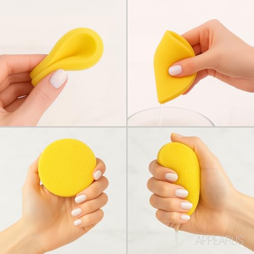 APPEARUS Compressed Facial Sponges (240 Count) ? Round PVA Face Sponge Sticks for Estheticians ? Soft Disposable Cleansing for Makeup Removal & Mask ? Absorbs 12x Water